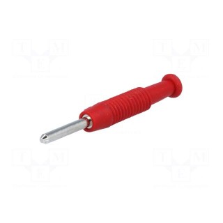 Plug | 2mm banana | 6A | 60VDC | red | nickel plated | Overall len: 37mm