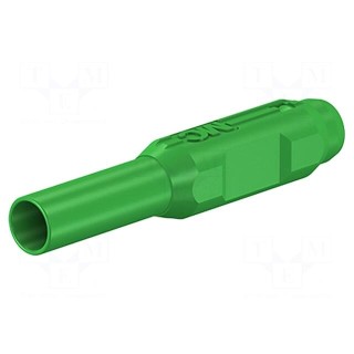 Plug | 2mm banana | green | gold-plated | Insulation: polyamide