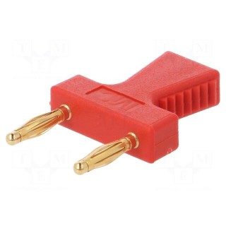 Stackable safety shunt | 2mm banana | 10A | red | gold-plated | 30.4mm