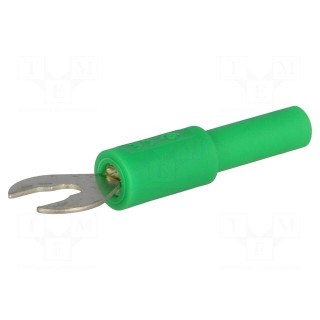Adapter | banana 4mm socket,fork terminal | 60VDC | 36A | green | 1mΩ