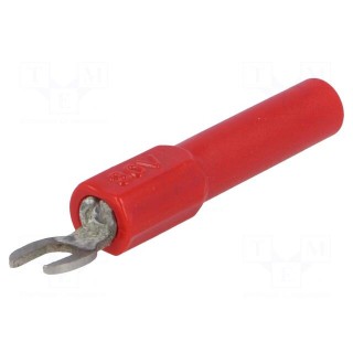 Adapter | banana 4mm socket,fork terminal | 60VDC | 36A | red | 43mm