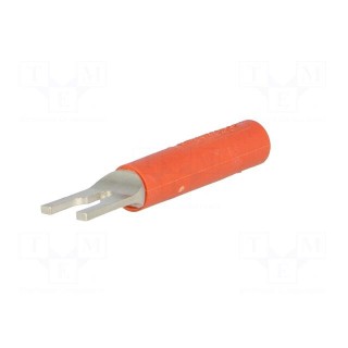 Plug | fork terminals | 1kVDC | 20A | red | 37mm | Plating: nickel plated