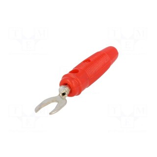 Plug | fork terminals | 500VDC | 10A | red | Overall len: 59.2mm | 2.5mm2