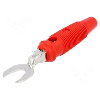 Plug | fork terminals | 60VDC | 30A | red | Overall len: 58.5mm | 2.5mm2