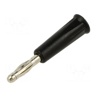 Plug | 4mm banana | 36A | black | nickel plated | on cable | -20÷80°C