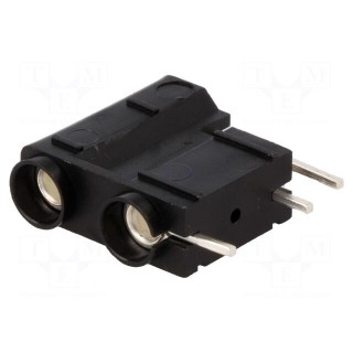 Socket | 4mm banana | 10A | 250VDC | black | silver plated | PCB | 29.7mm