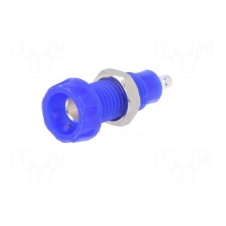 Socket | 4mm banana | 10A | 50VDC | 28.5mm | blue | nickel plated | 10mΩ