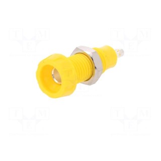 Socket | 4mm banana | 10A | 50VDC | 28.5mm | yellow | nickel plated | 10mΩ