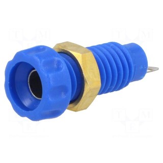 Socket | 4mm banana | 10A | 60VDC | 23mm | blue | nickel plated