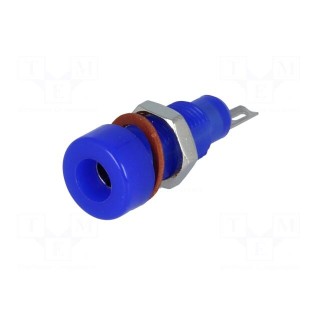 Socket | 4mm banana | 10A | 60VDC | blue | nickel plated | insulated