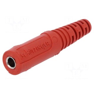Socket | 4mm banana | 10A | 70VDC | red | nickel plated | on cable | Ø: 2mm