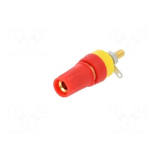Socket | 4mm banana | 15A | 250VDC | L: 42mm | red | gold-plated | on panel