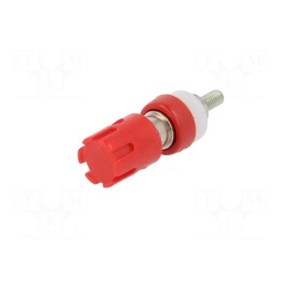 Socket | 4mm banana | 15A | 48VDC | red | nickel plated | on panel