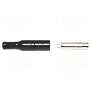 Socket | 4mm banana | 15A | black | nickel plated | soldered,on cable