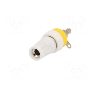 Socket | 4mm banana | 15A | white | on panel | Connection: soldered