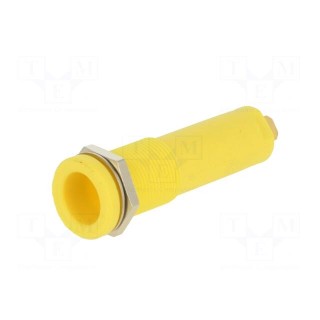 Socket | 4mm banana | 16A | 6000V | yellow | gold-plated | on panel