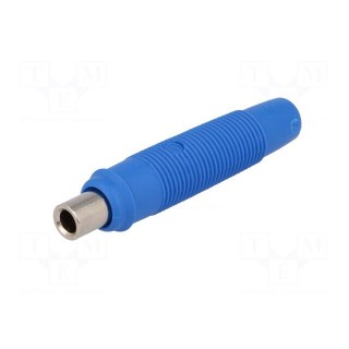 Socket | 4mm banana | 16A | 60VDC | blue | nickel plated | on cable | 3mΩ