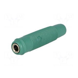 Socket | 4mm banana | 16A | 60VDC | green | nickel plated | on cable