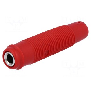 Socket | 4mm banana | 16A | 60VDC | red | nickel plated | on cable | 3mΩ
