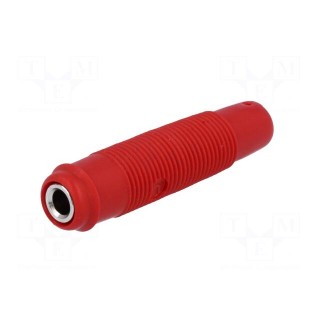 Socket | 4mm banana | 16A | 60VDC | red | nickel plated | on cable | 3mΩ