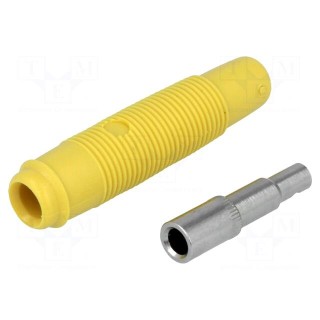 Socket | 4mm banana | 16A | 60VDC | yellow | nickel plated | on cable