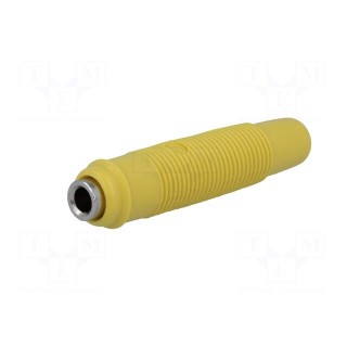 Socket | 4mm banana | 16A | 60VDC | yellow | nickel plated | on cable