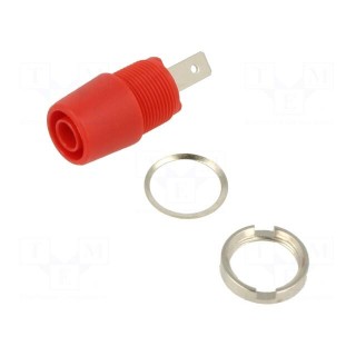 Socket | 4mm banana | 20A | 1kV | red | nickel plated | insulated