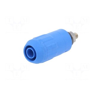 Socket | 4mm banana | 20A | blue | screw | insulated