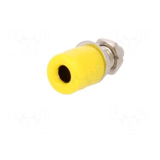 Socket | 4mm banana | 20A | Cutout: Ø7.5mm | yellow | nickel plated