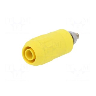 Socket | 4mm banana | 20A | yellow | screw | insulated