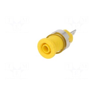 Socket | 4mm banana | 24A | 1000VDC | 24.5mm | yellow | nickel plated
