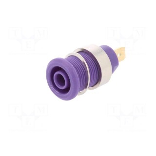Socket | 4mm banana | 24A | 1kV | Cutout: Ø12.2mm | violet | gold-plated