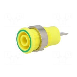 Socket | 4mm banana | 24A | 1kV | Cutout: Ø12.2mm | yellow-green | screw