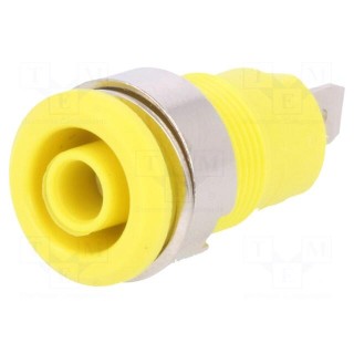 Socket | 4mm banana | 24A | 1kV | Cutout: Ø12.2mm | yellow | gold-plated
