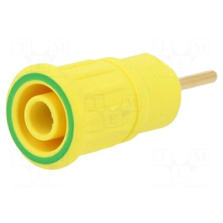 Socket | 4mm banana | 24A | 1kV | L: 35.5mm | yellow-green | gold-plated