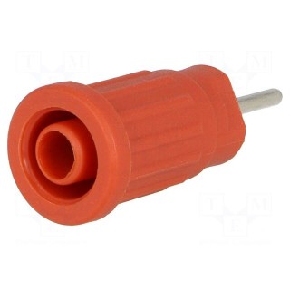 Socket | 4mm banana | 24A | 1kV | red | nickel plated | on panel,push-in