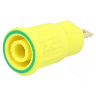 Socket | 4mm banana | 24A | 1kV | yellow-green | gold-plated | on panel