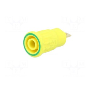 Socket | 4mm banana | 24A | 1kV | yellow-green | gold-plated | on panel