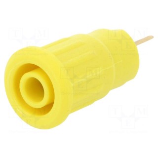 Socket | 4mm banana | 24A | 1kV | yellow | gold-plated | on panel | 12.2mm