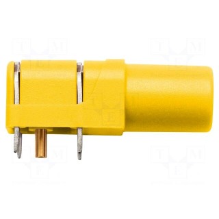Socket | 4mm banana | 24A | 1kV | yellow | gold-plated | PCB | -25÷80°C