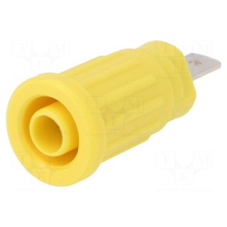 Socket | 4mm banana | 24A | 1kV | yellow | nickel plated | 34mm | 5mΩ