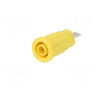Socket | 4mm banana | 24A | 1kV | yellow | nickel plated | 34mm | 5mΩ