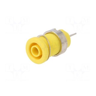 Socket | 4mm banana | 24A | 1kVDC | yellow | nickel plated | on panel