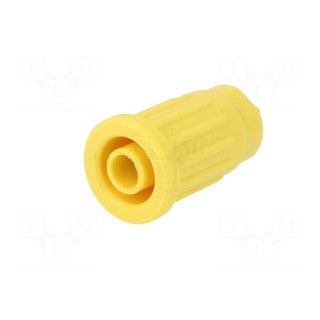 Socket | 4mm banana | 24A | 1kV | yellow | push-in,on panel | 28.1mm