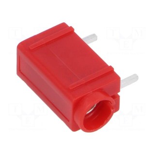 Socket | 4mm banana | 24A | 24mm | red | silver plated | PCB