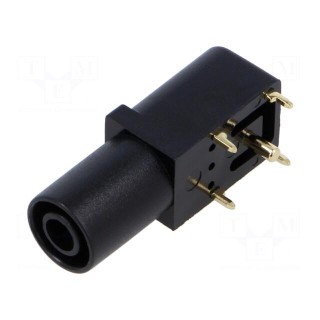 Socket | 4mm banana | 24A | 33.6mm | black | gold-plated | PCB