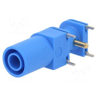 Socket | 4mm banana | 24A | 33mm | blue | gold-plated | on panel,PCB