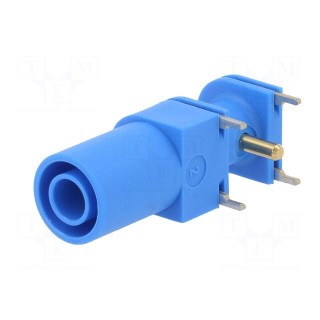 Socket | 4mm banana | 24A | 33mm | blue | gold-plated | on panel,PCB