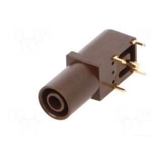 Socket | 4mm banana | 24A | 33mm | brown | gold-plated | on panel
