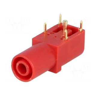Socket | 4mm banana | 24A | 33mm | red | gold-plated | on panel